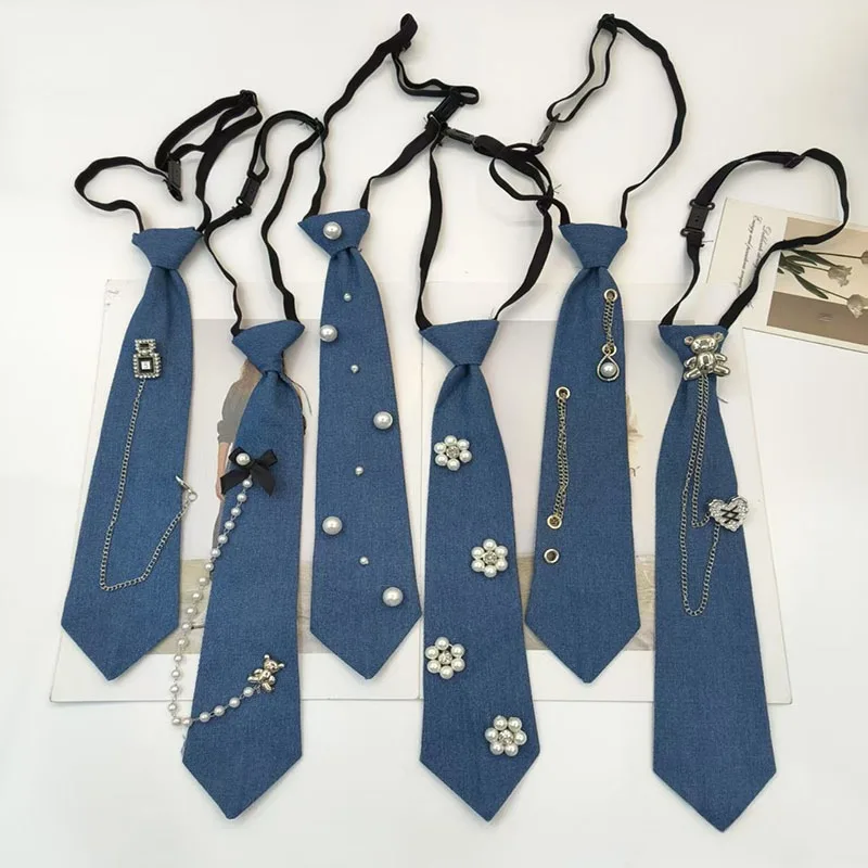 Men Accessories Neck Chain - Cowboy Style Blue Necktie JK Shirt