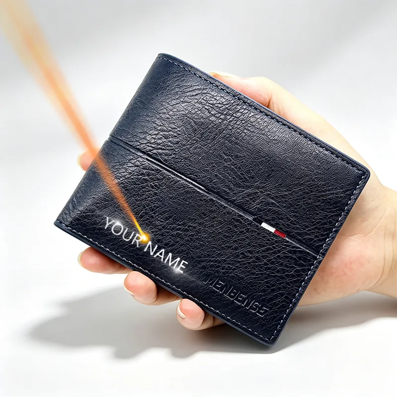 Coin Holder Men - Name Engraving Short Men's Wallet High