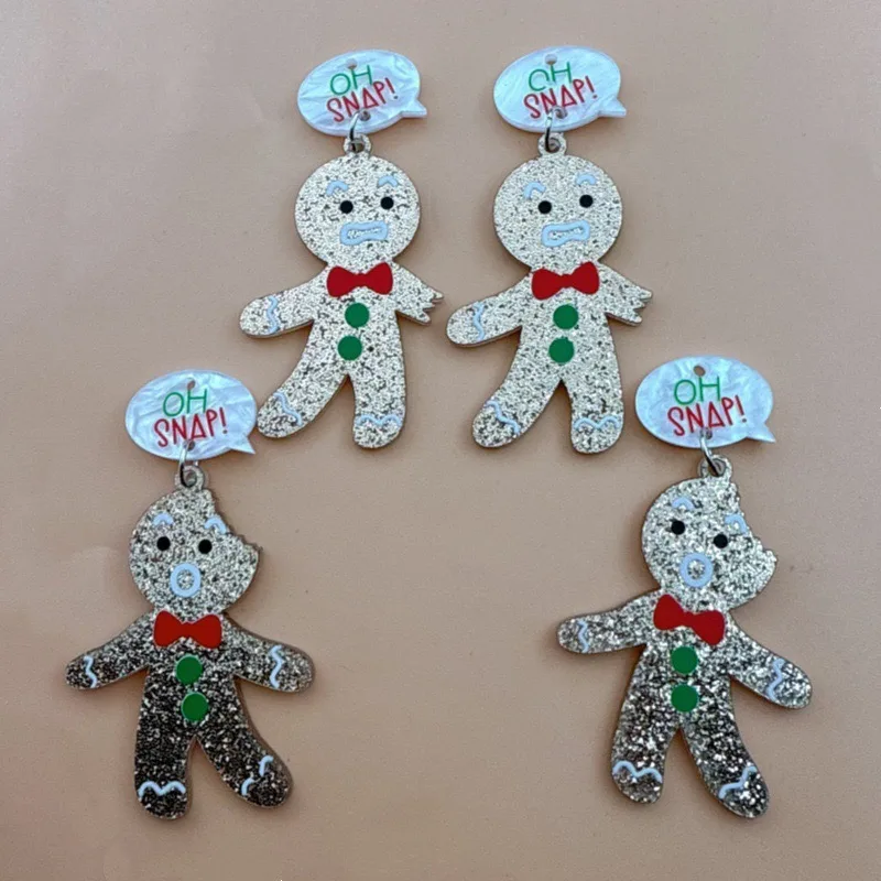 Men Accessories Earrings - 10pcs Cute Christmas Gingerbread Man Pendant,