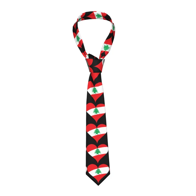 Men Accessories Lebanon - Lebanon Flag Heart Tie Wedding Party
