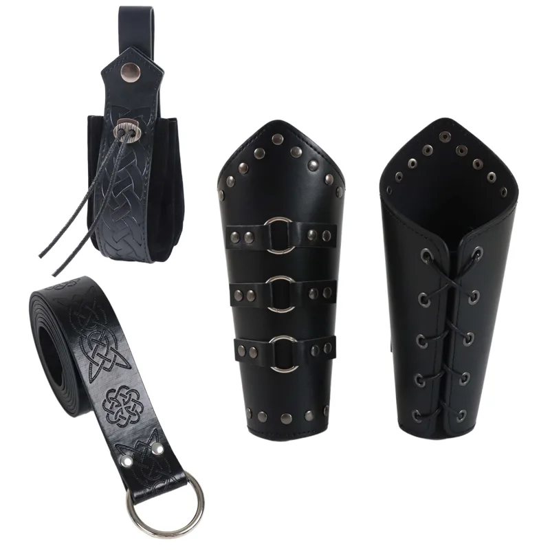 Men'S Viking Accessories - Men Arm Armor PU Leather Medieval