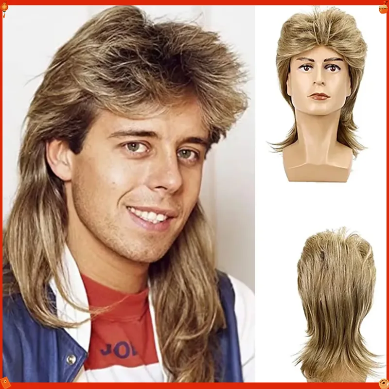 Men'S Accessories In The 80S - Synthetic Mullet Wig for Men Retro