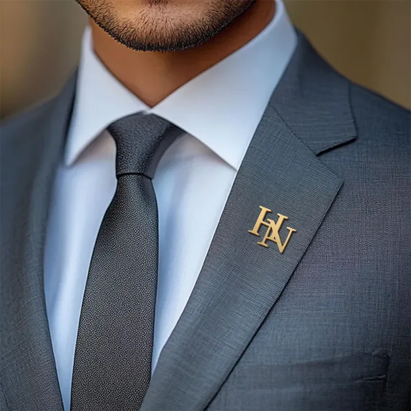 Men Accessories Brooch - Personalized Fashion Custom Letter Brooch, Stainless