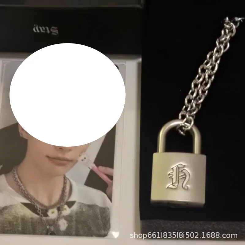 Men Accessories Korea - Ashionable Creative Metal Lock Necklace Same