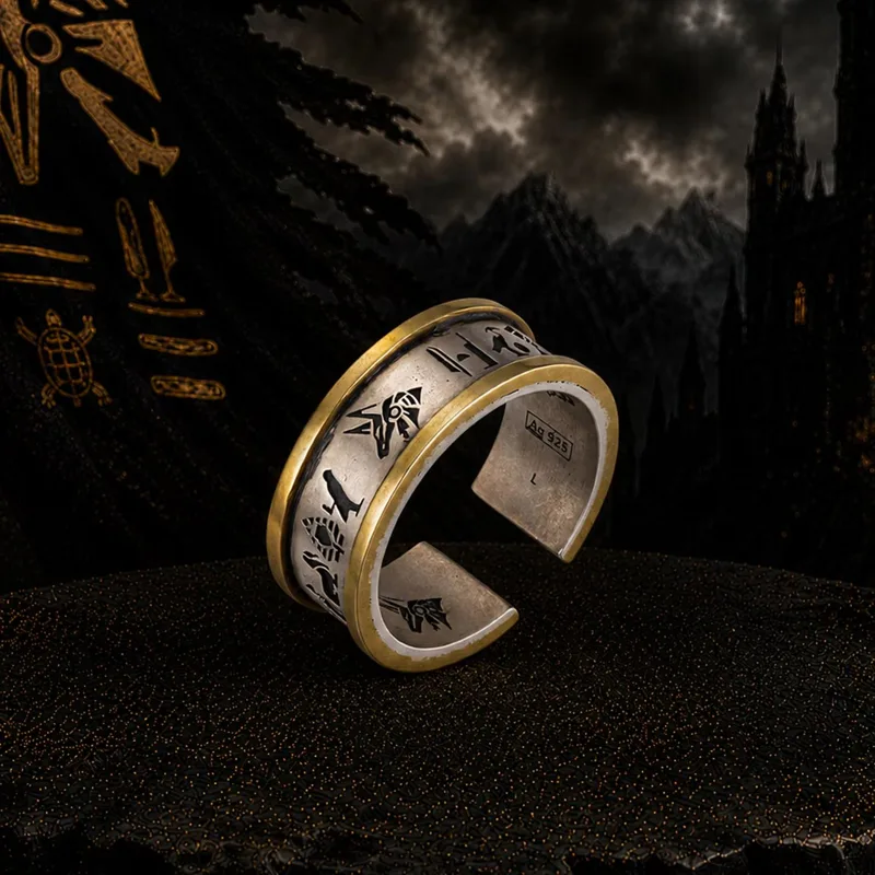 Men'S Accessories Jewelry Egypt - 925 Sterling Silver Anubis Open Band