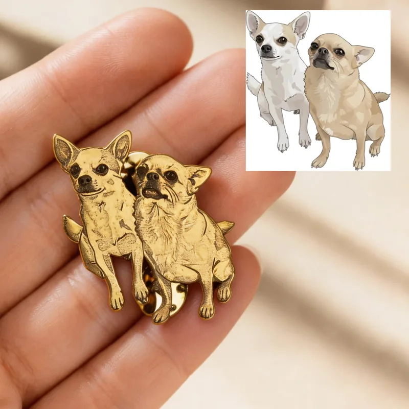 Men Accessories Brooch - Custom Engrave Pet Photo Pins Personalized