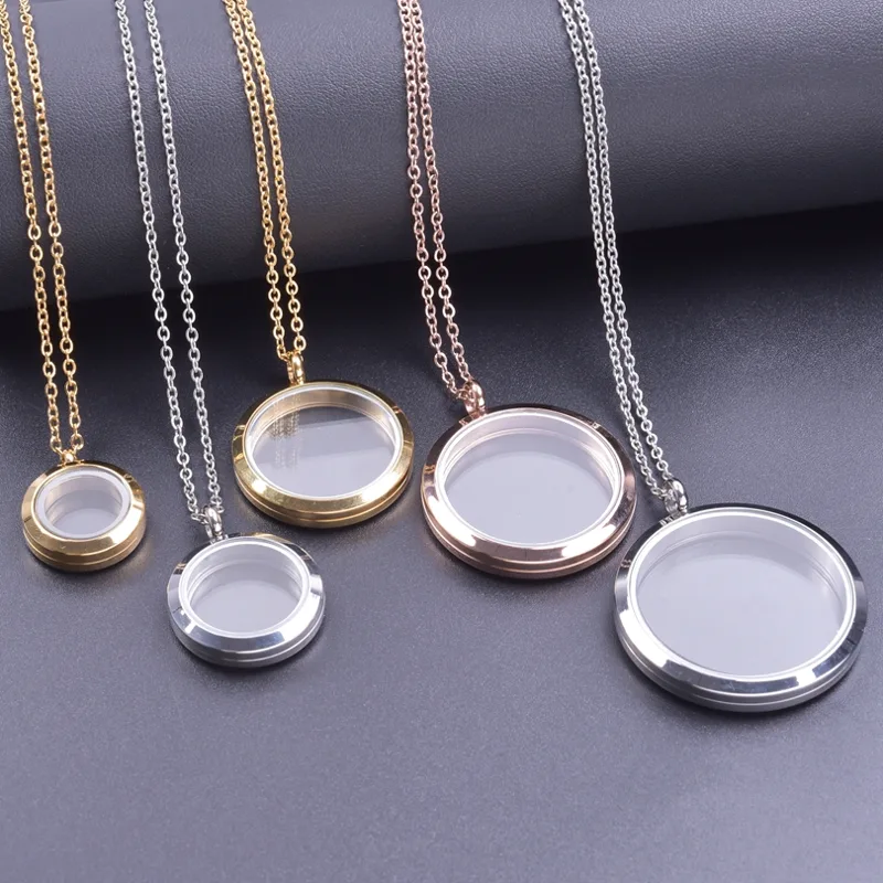 Men Accessories Neck Chain - Round Pendant Necklace Locket Charm Stainless