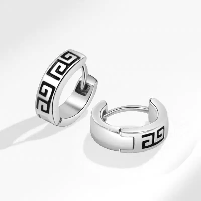 Men'S Accessories High End - Korean Style Fashionable Silver Earrings Simple
