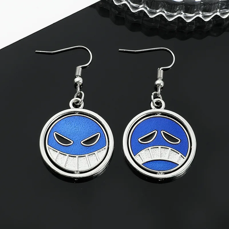 Men Accessories Earrings - Creative Rotatable Smiling Face Cartoon Anime