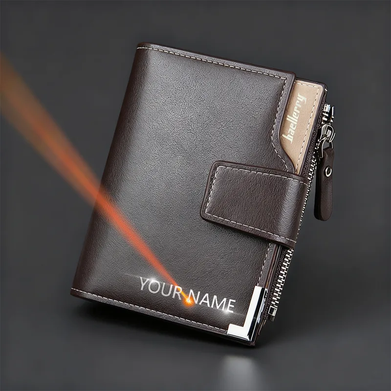 Coin Holder Men - Customized Name Engraving Men Short Wallets