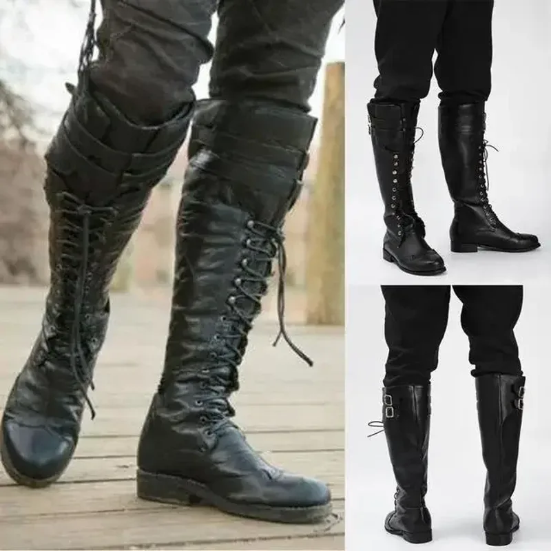 Men'S Viking Accessories - Medieval Steampunk Cosplay Boots Men Winter