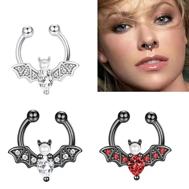 Men Accessories Earrings - EVISPOL Cute Halloween Bat Faux Septum