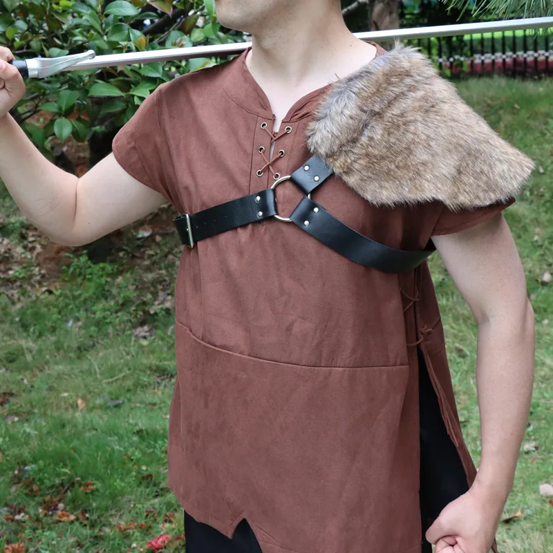 Men'S Viking Accessories - Medieval Viking Fake Fur One Shoulder