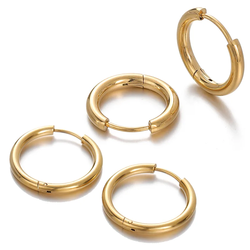 Men Accessories Earrings - 2 pcs 8/10/12/14/16/18mm Stainless Steel Hoop