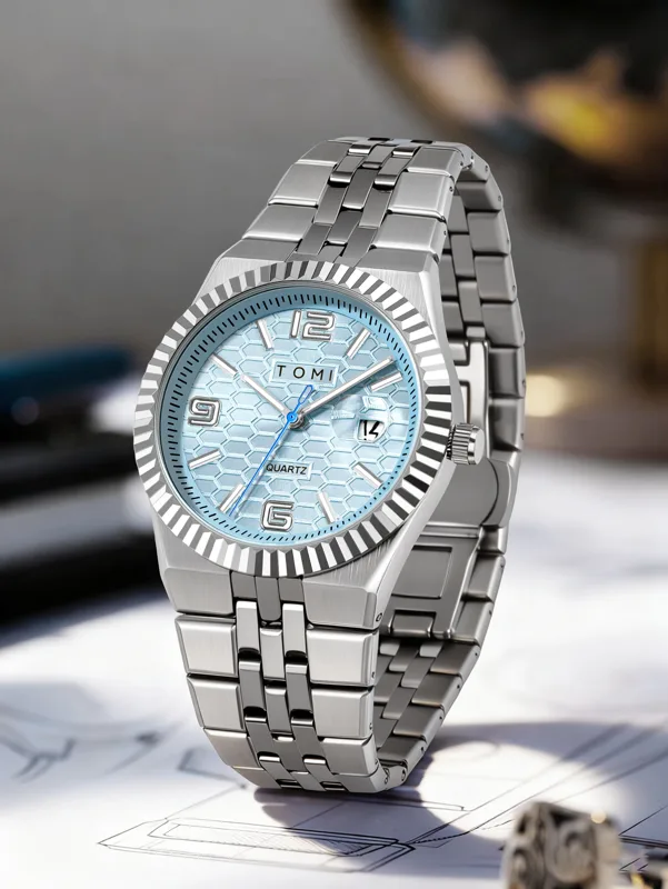 TOMI Luxury Men's Watch Steel  - Cufflink Box Set recension och pris
