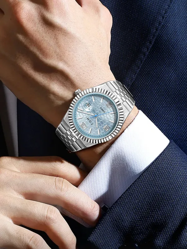 TOMI Luxury Men's Watch Steel  - Cufflink Box Set recension och pris