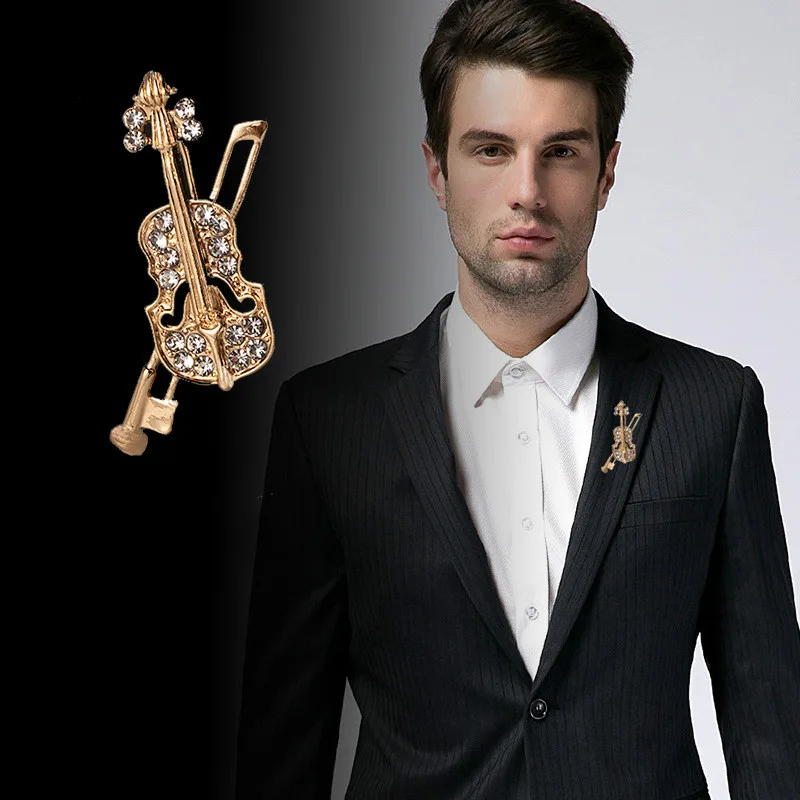 Crystal Violin Brooch Jewelry  - Men Accessories Brooch recension och pris