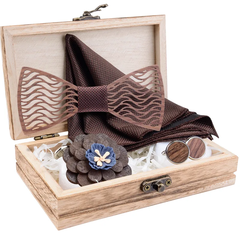 Flral Mens Wood Bow Tie Set Me - Cufflink Box Set recension och pris