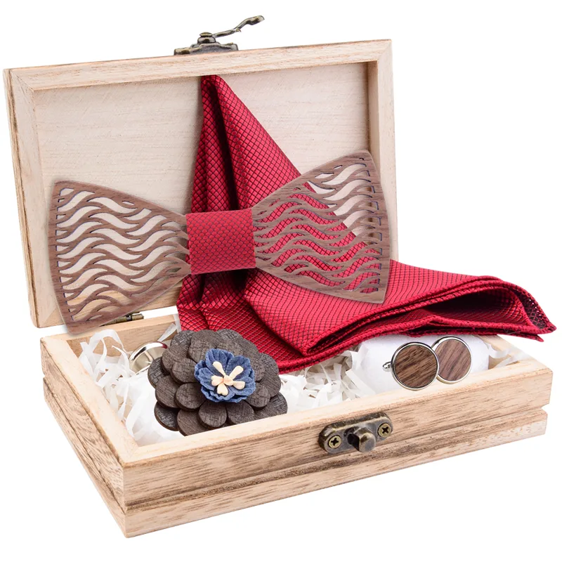 Flral Mens Wood Bow Tie Set Me - Cufflink Box Set recension och pris