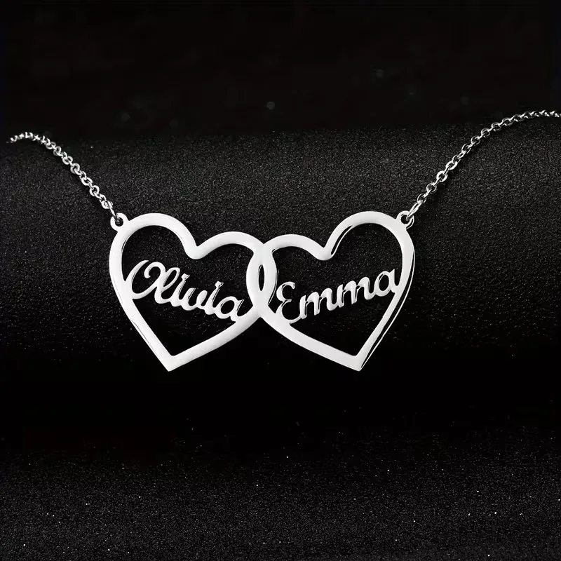 Custom Double Hearts Two Name  - Men Accessories Neck Chain recension och pris