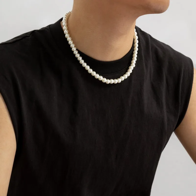 Simple Imitation-Pearl Beaded  - Men Accessories Neck Chain recension och pris