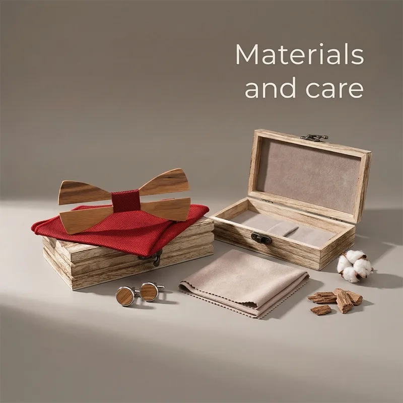 Mens Wooden Bowtie Set Minimal - Cufflink Box Set recension och pris
