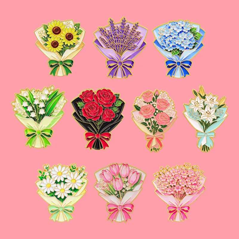 10pcs Floral Bouquet Enamel Pi - Men Accessories Bouquet recension och pris