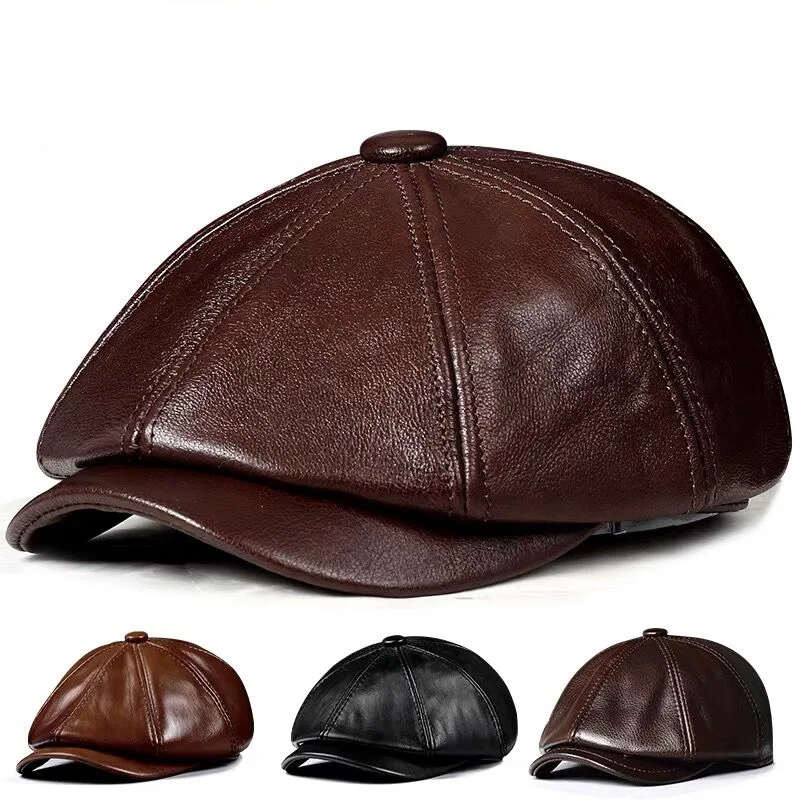 Spring New Genuine Leather Hat - Men Accessories Brand recension och pris