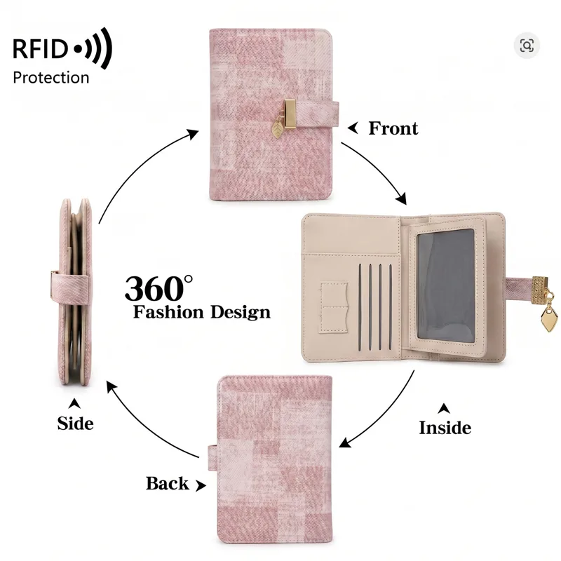 Pomelo Best Pink Plaid RFID Bl - Passport Wallet Rfid recension och pris