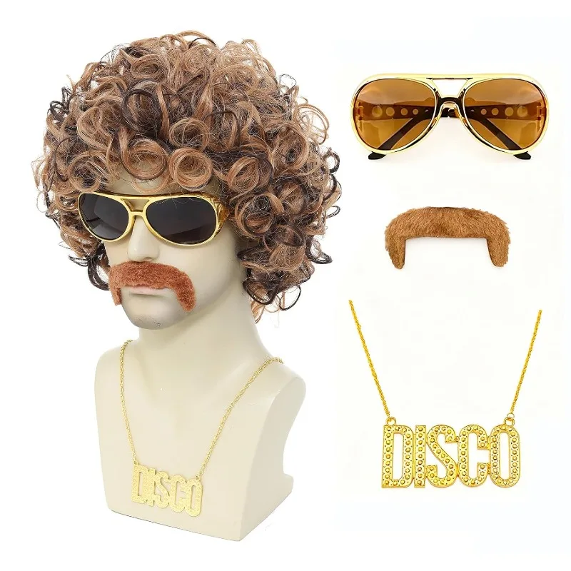 70s 80s Disco Costume Wig Set- - Men'S Accessories In The 80S recension och pris