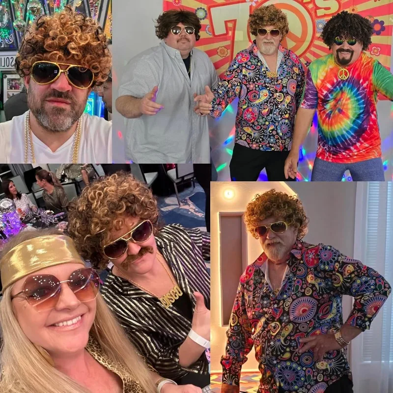 70s 80s Disco Costume Wig Set- - Men'S Accessories In The 80S recension och pris