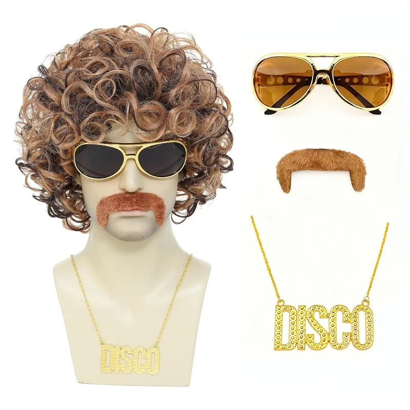 70s 80s Disco Costume Wig Set- - Men'S Accessories In The 80S recension och pris