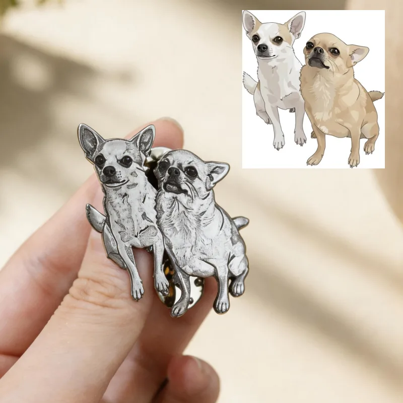 Custom Engrave Pet Photo Pins  - Men Accessories Brooch recension och pris