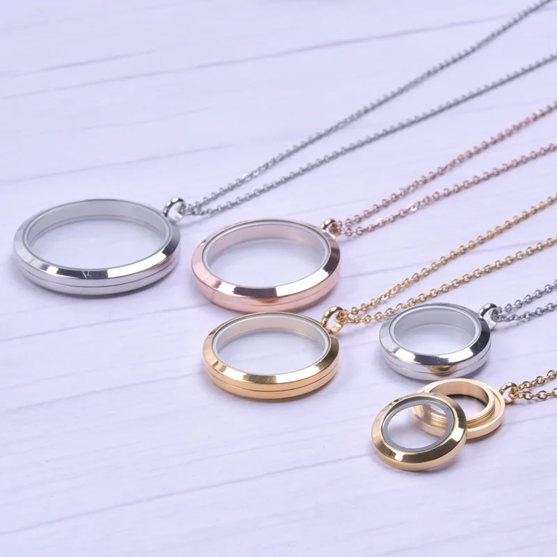 Round Pendant Necklace Locket  - Men Accessories Neck Chain recension och pris