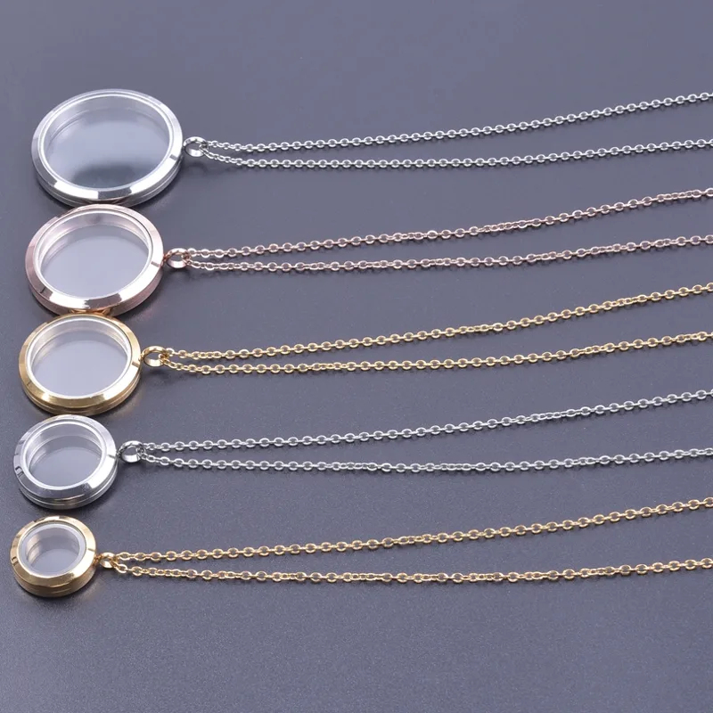 Round Pendant Necklace Locket  - Men Accessories Neck Chain recension och pris