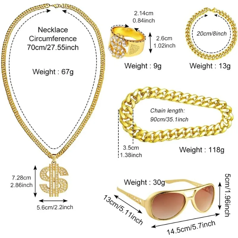 5pcs Hip Hop Costume kit,80s F - Men'S Accessories In The 80S recension och pris