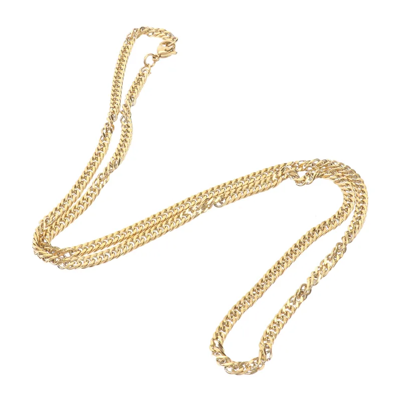 1Pcs Golden Double Buckle Chai - Men Accessories Neck Chain recension och pris