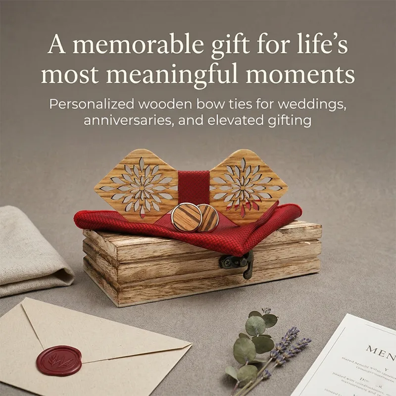 Wooden Bowtie and Cufflinks Se - Cufflink Box Set recension och pris