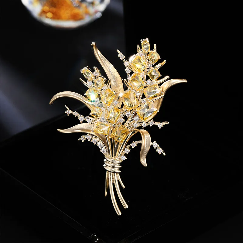 Fashion Zircon Wheat Ear Brooc - Men Accessories Bouquet recension och pris