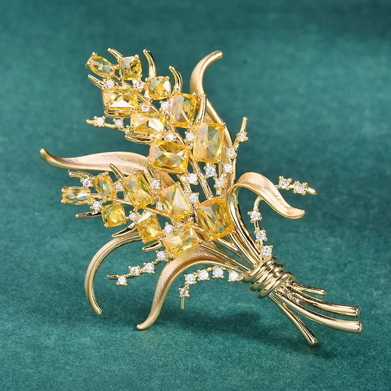 Fashion Zircon Wheat Ear Brooc - Men Accessories Bouquet recension och pris